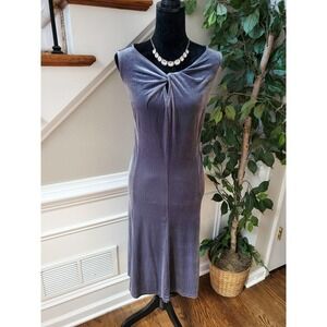 Susan Graver Women's Solid Gray Polyester Sleeveless Knee Length Dress Size 2XL